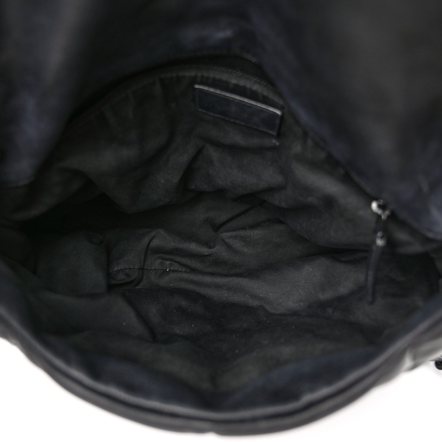 Lambskin Quilted Monogram Monochrome Medium Loulou Puffer Chain Satchel Black