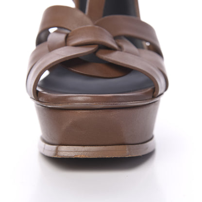 Saint Laurent Calfskin Tribute 105 Platform Sandals 40.5 Dark Cuoio 13 of 16
