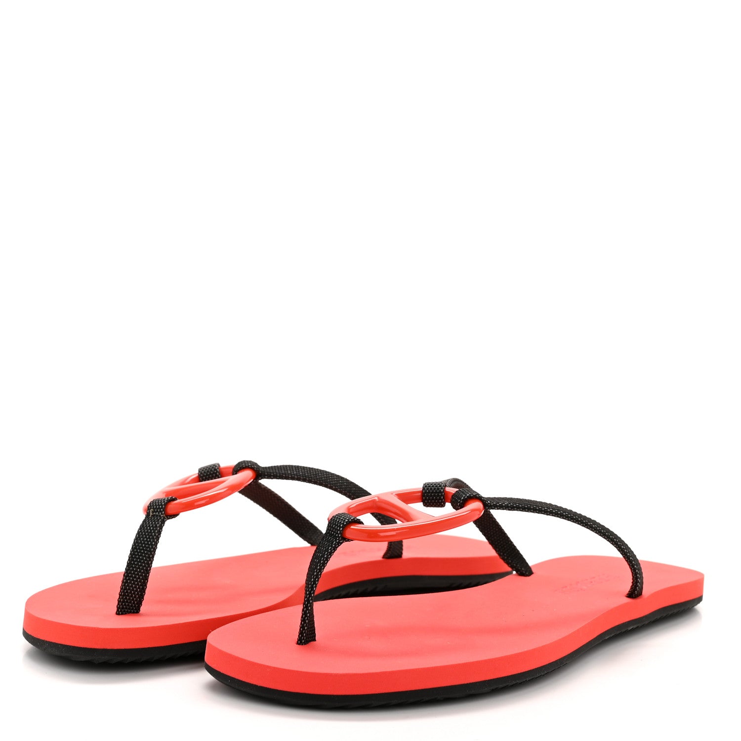 Hermes Canvas Acetate Kala Nera Sandals 36.5 Carbone Cornaline 4 of 11