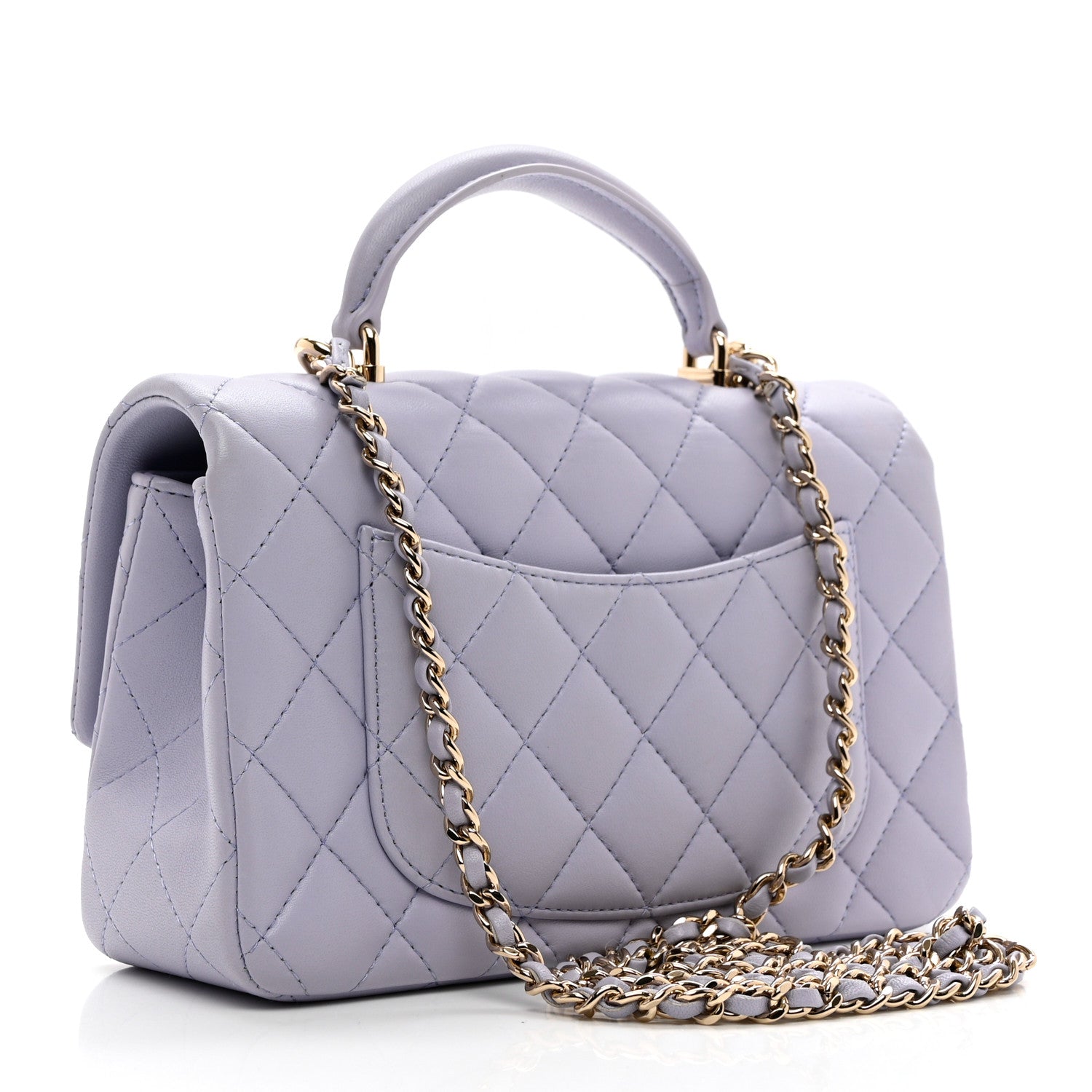 Chanel Lambskin Quilted Mini Top Handle Rectangular Flap Light Purple 3 of 9