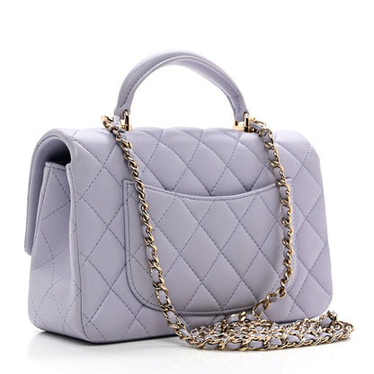 Chanel Lambskin Quilted Mini Top Handle Rectangular Flap Light Purple 3 of 9