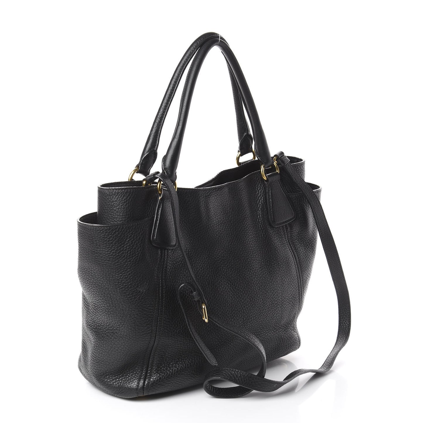 Vitello Daino Side Pocket Tote Black