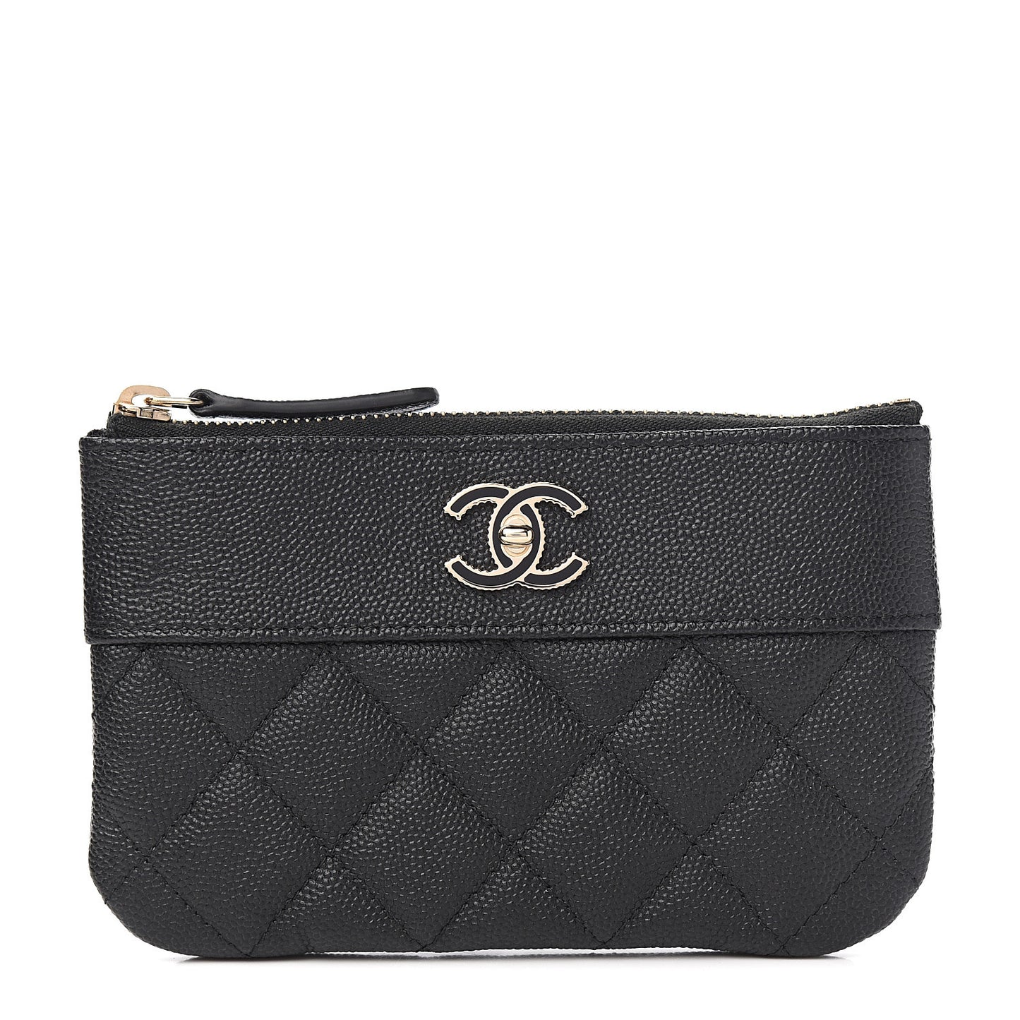Caviar Quilted Small Vintage Mademoiselle Cosmetic Case Black