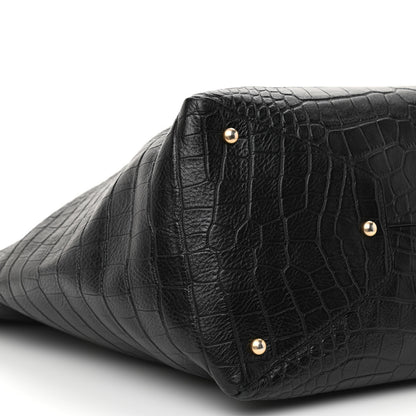 Chanel Calfskin Crocodile Embossed Large Cocodile Shopping Tote Black 9 of 10