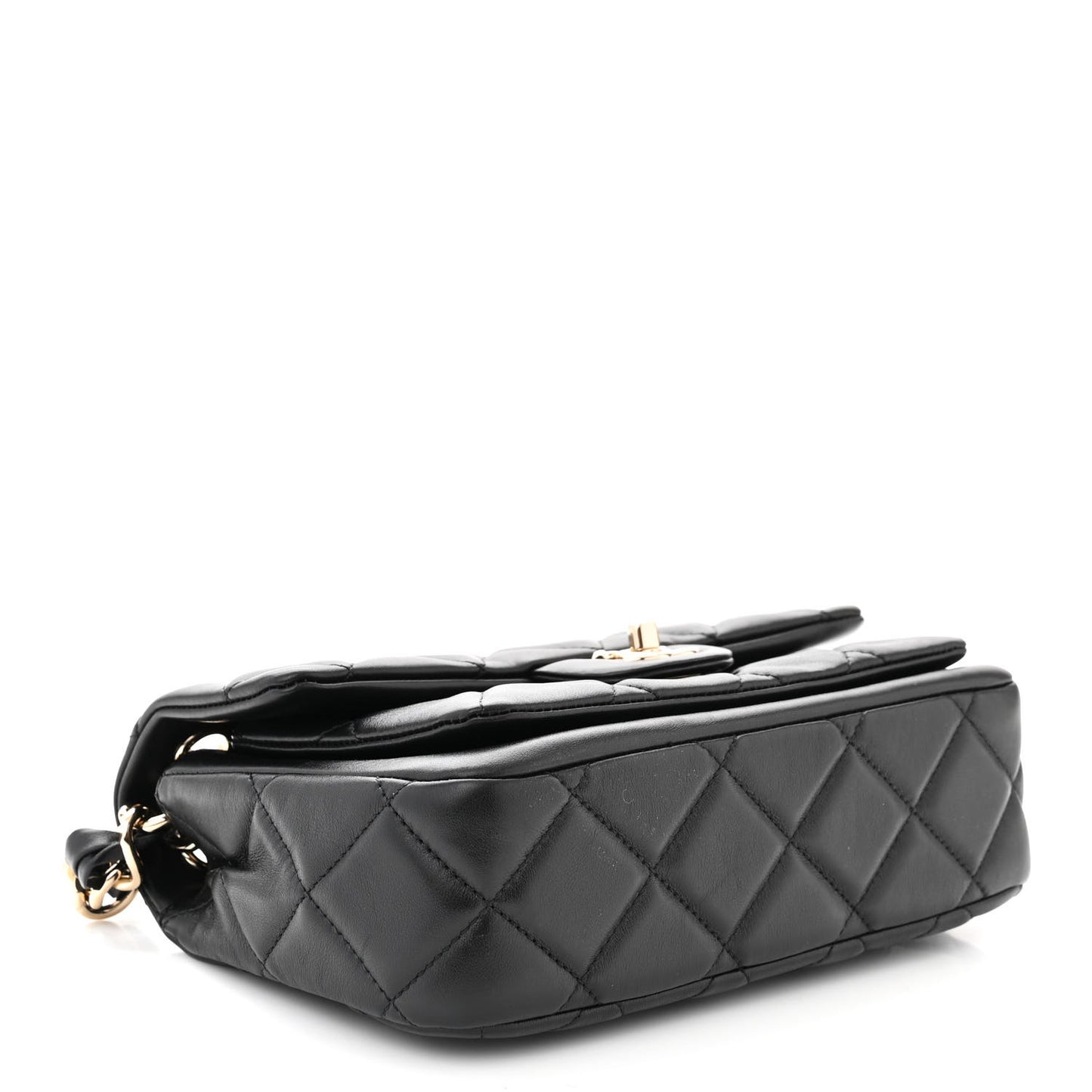Calfskin Quilted CC Chain Flap Black