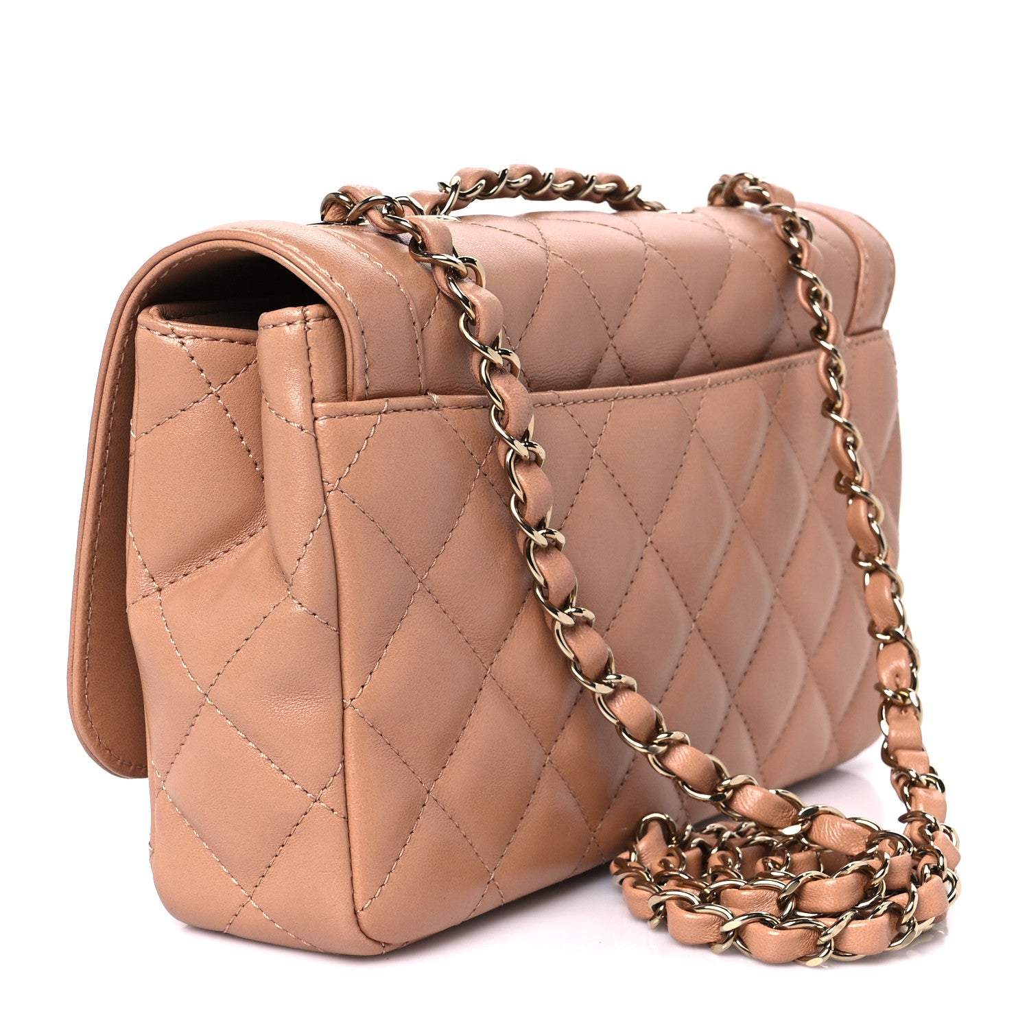 Chanel Crumpled Glazed Lambskin Quilted Small Flap Beige 3 of 12