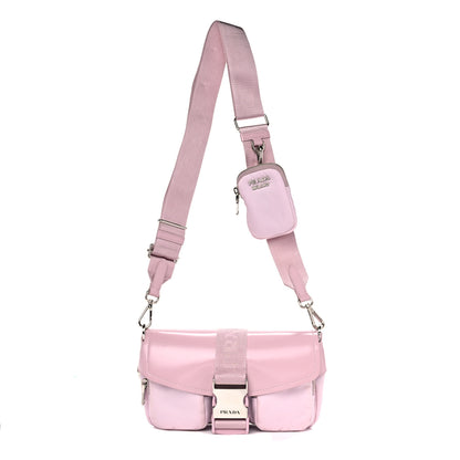 Prada Re-Nylon Spazzolato Double Pocket Buckle Shoulder Bag Alabastro 1 of 9