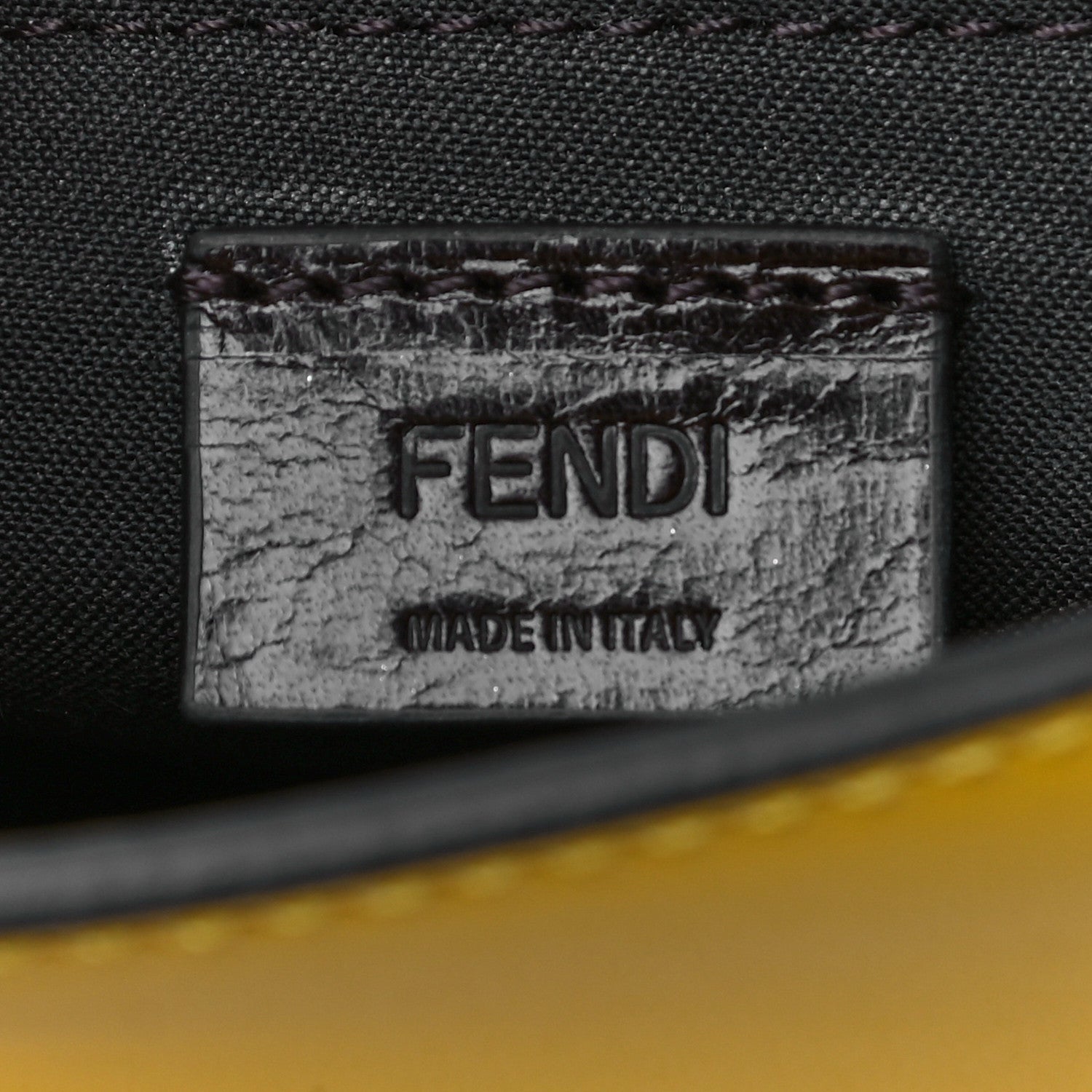 Fendi Canvas Vitello King FF Embroidered Medium Flat Baguette Grezzo Limone 6 of 11