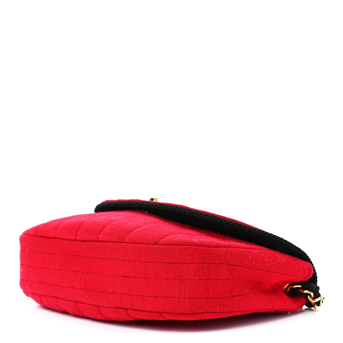 Jersey Vertical Quilted Half Moon Chain Flap Red