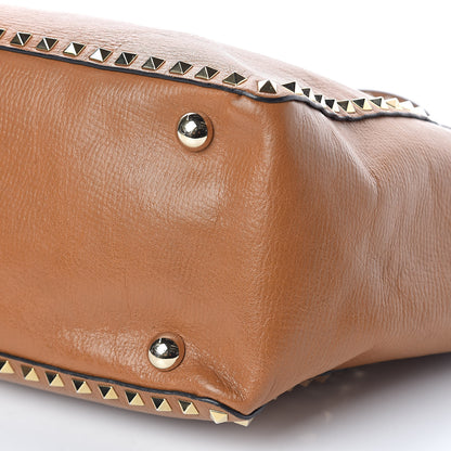 Valentino Garavani Textured Calfskin Medium Rockstud Tote Camel 9 of 9