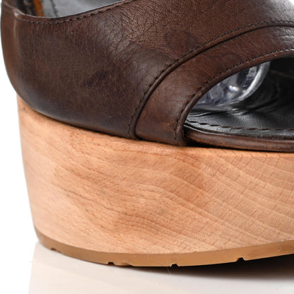 Chanel Calfskin Wooden CC Sandals 39 Dark Brown 11 of 14