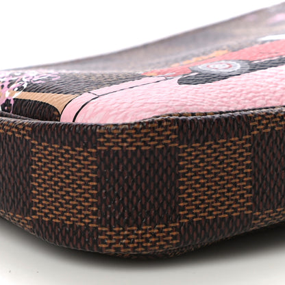Louis Vuitton Damier Ebene 2019 Christmas Animation Mini Pochette Accessories Red 9 of 11