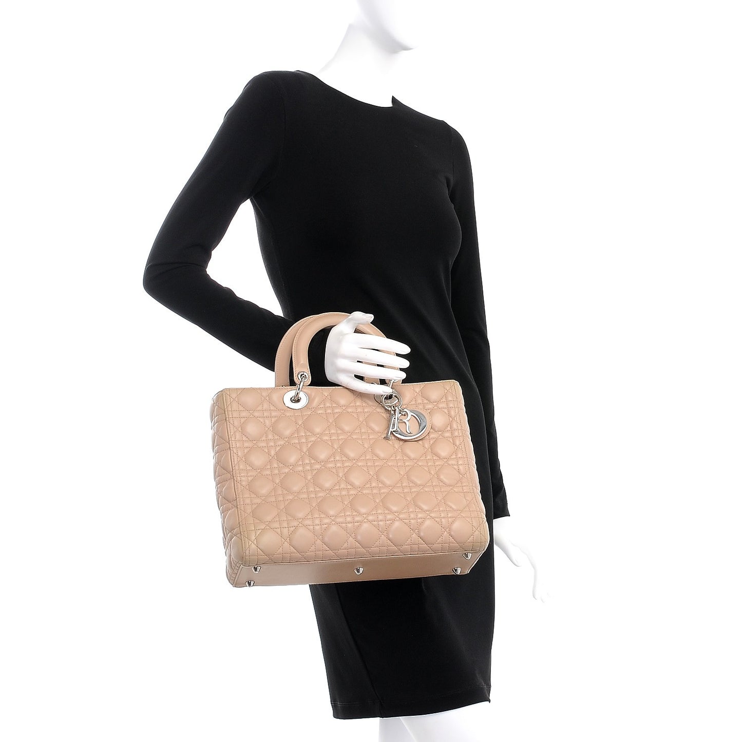 Lambskin Cannage Large Lady Dior Beige
