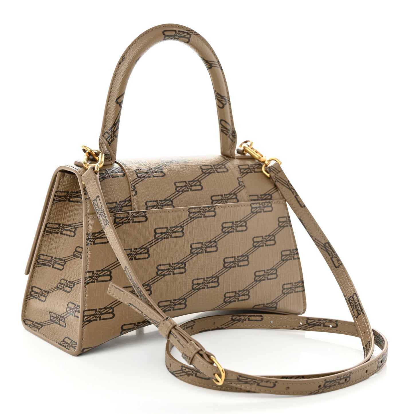Coated Canvas BB Monogram Small Hourglass Top Handle Bag Beige Brown