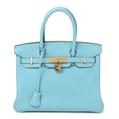 Hermes Taurillon Clemence Birkin 30 Bleu Atoll 1 of 10