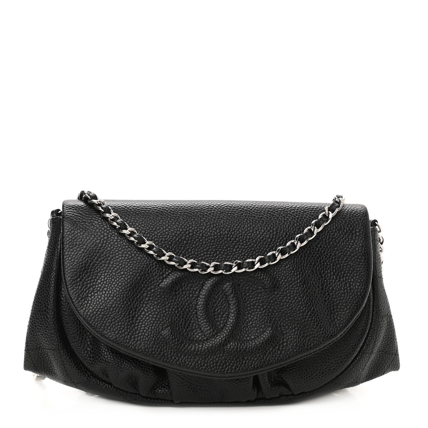 Chanel Caviar Half Moon Wallet On Chain WOC Black 1 of 12