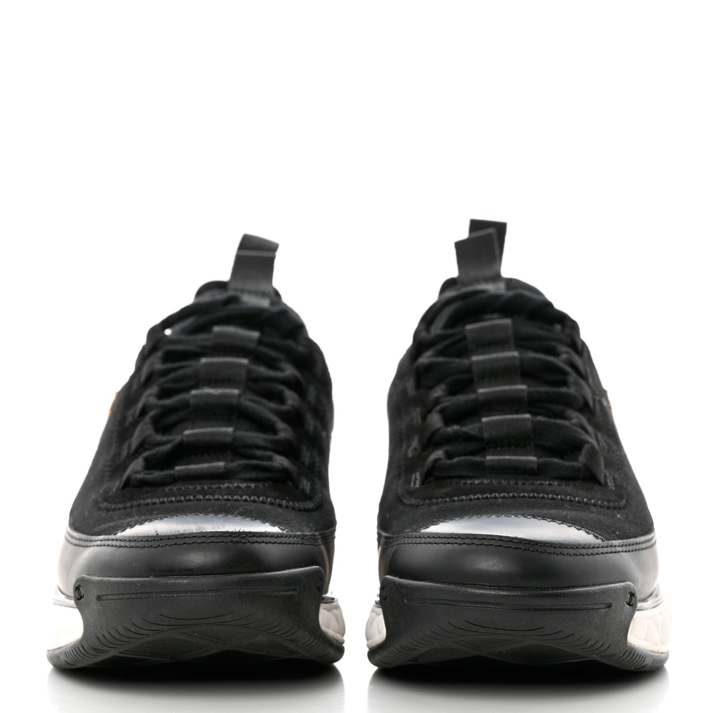 Velvet Calfskin Mixed Fibers CC Sneakers 37 Black