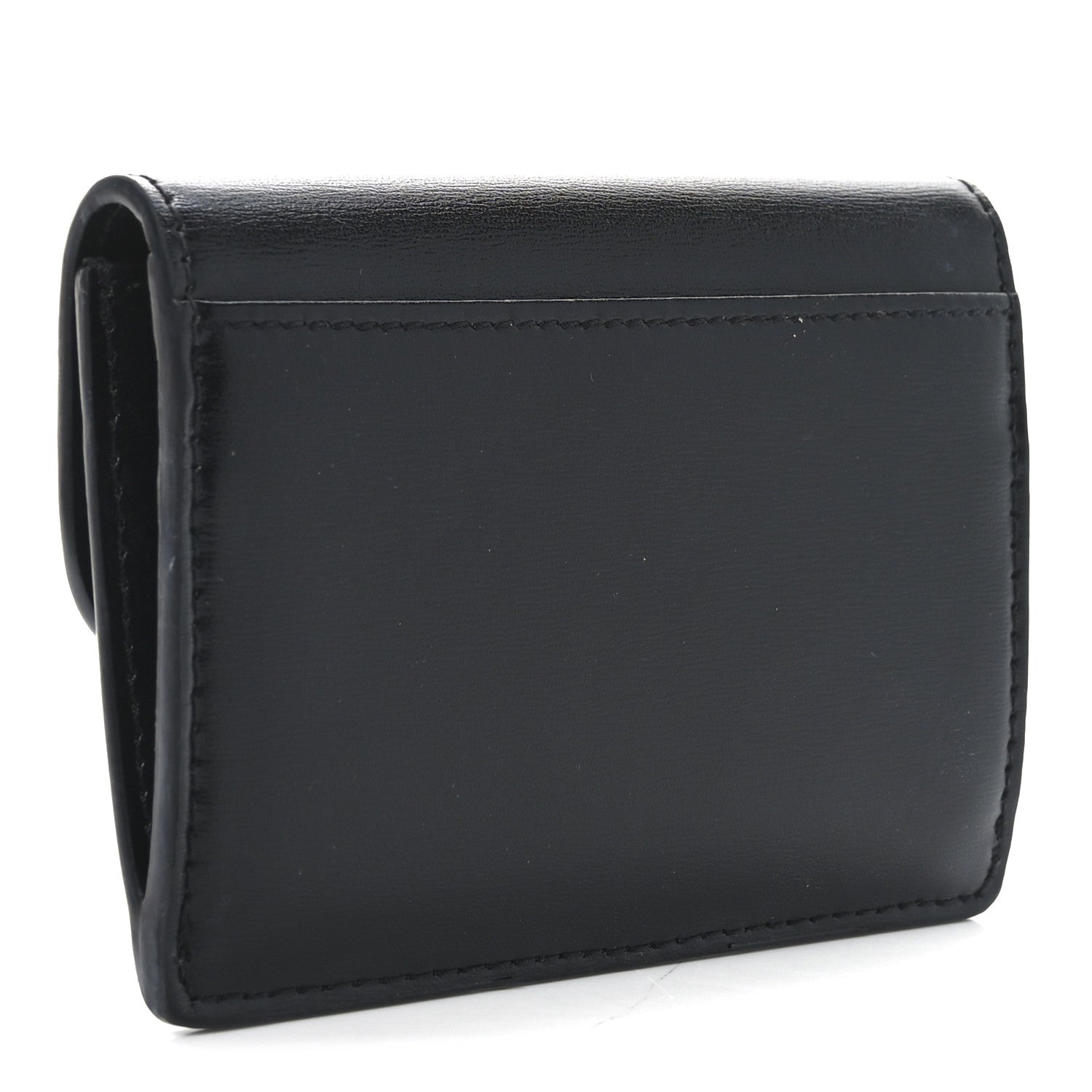 Celine Shiny Calfskin Triomphe Flap Card Holder Black 3 of 6