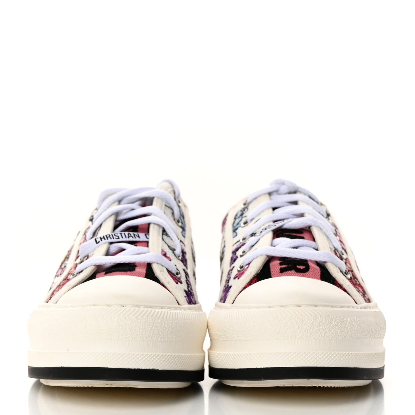 Canvas Jardin Botanique Embroidered Womens Walk'N'Dior Low Top Sneakers 36.5 White Multicolor