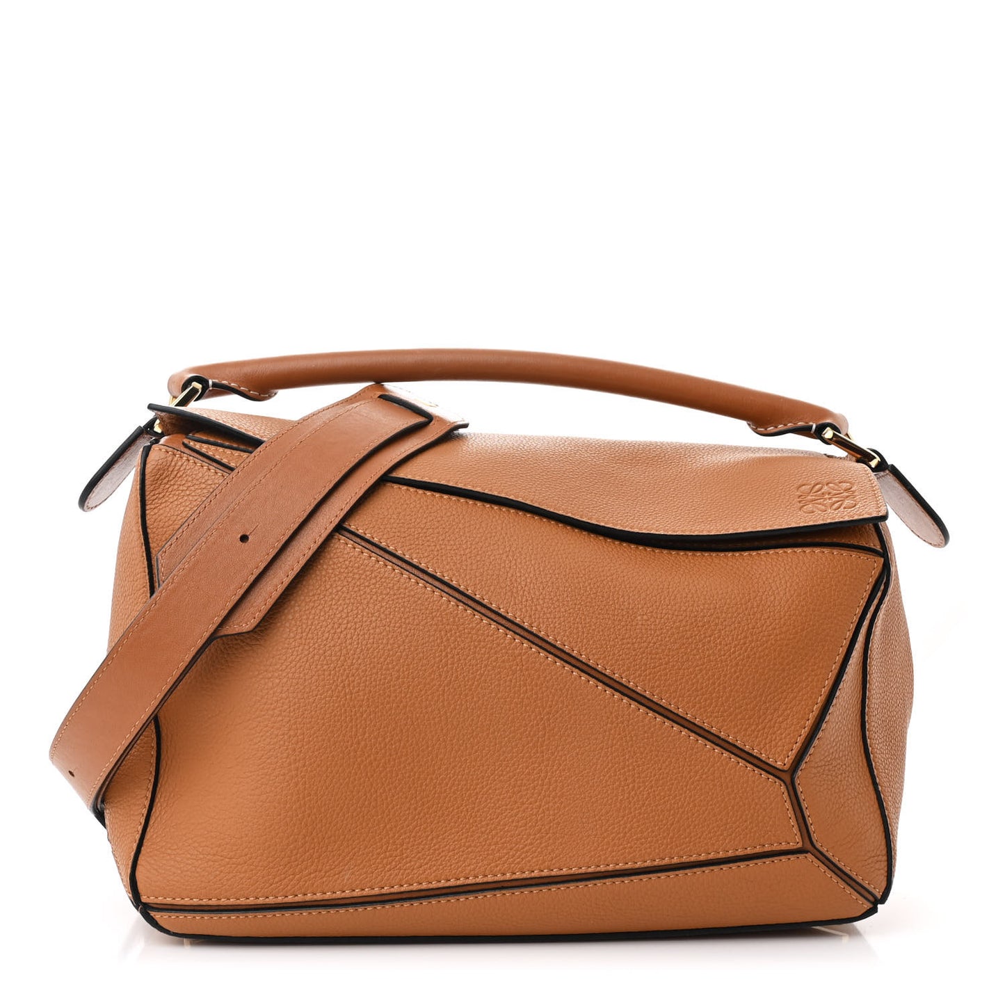 Soft Grained Calfskin Medium Puzzle Bag Light Caramel