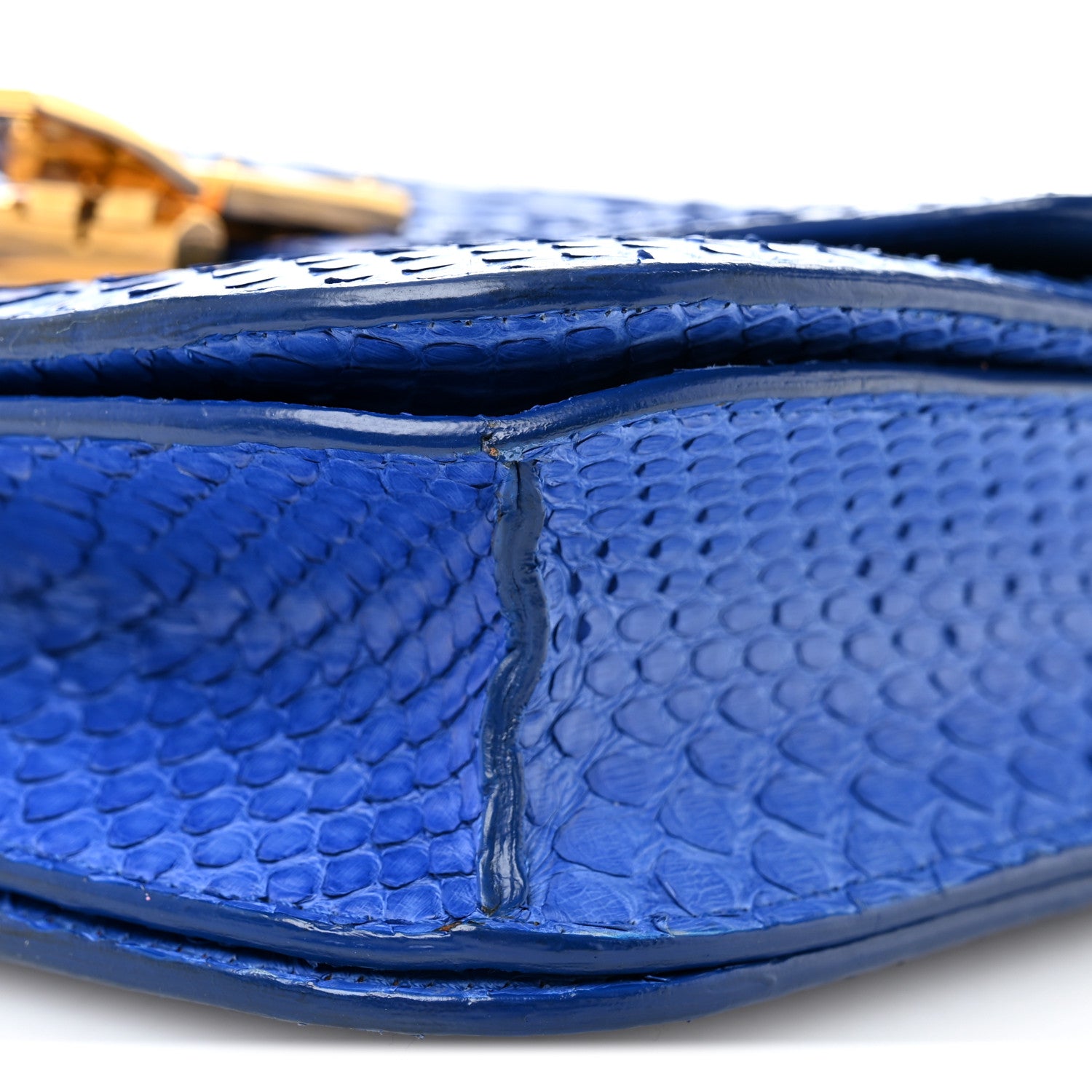 Celine Snakeskin Medium Classic Box Flap Blue 9 of 13