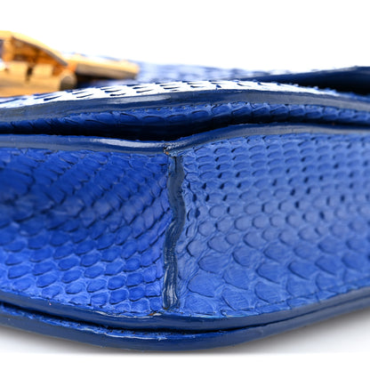 Celine Snakeskin Medium Classic Box Flap Blue 9 of 13