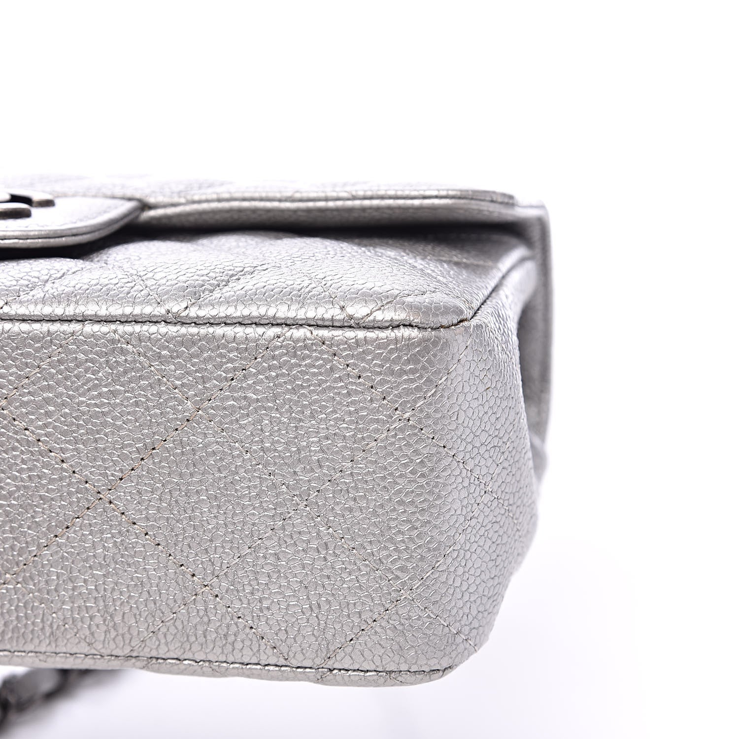 Chanel Metallic Caviar Quilted Mini Rectangular Flap Silver 11 of 13