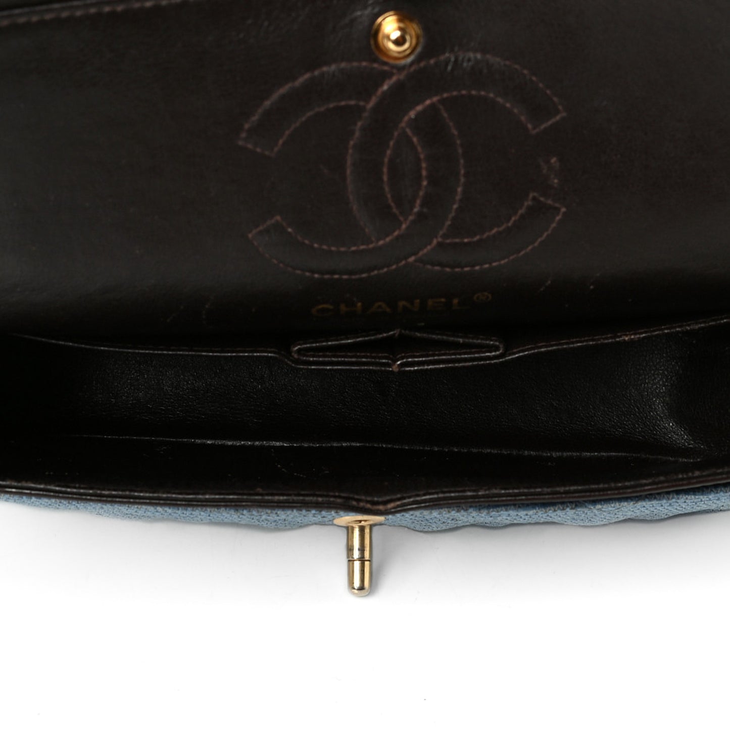 Tweed Quilted Small Double Flap Blue
