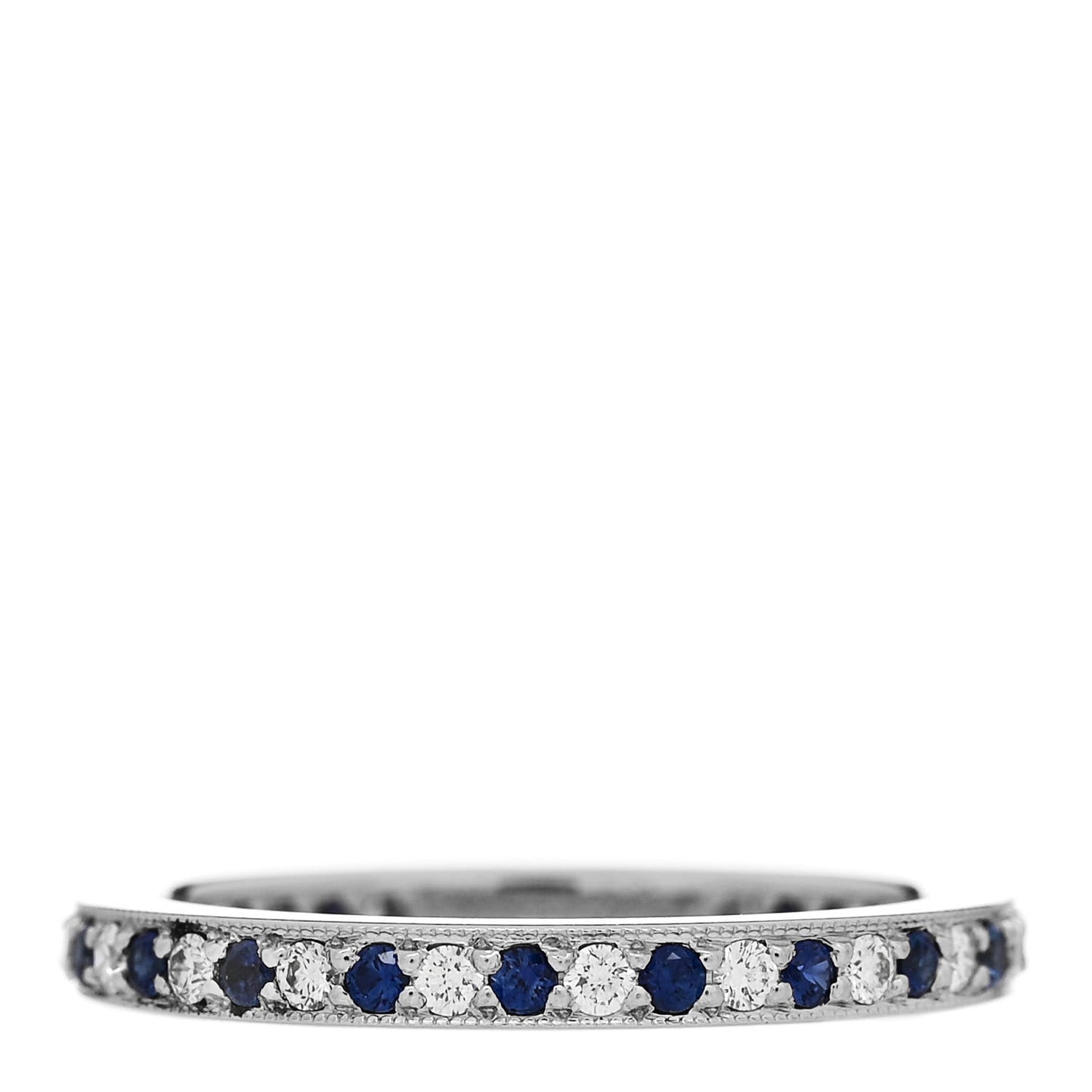 Platinum Diamond Blue Sapphire Legacy Eternity Band Ring 52 6