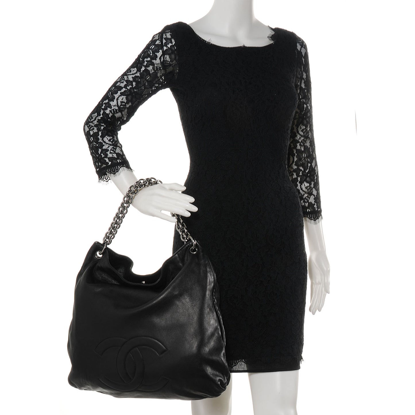 Lambskin Soft and Chain Large Hobo Black