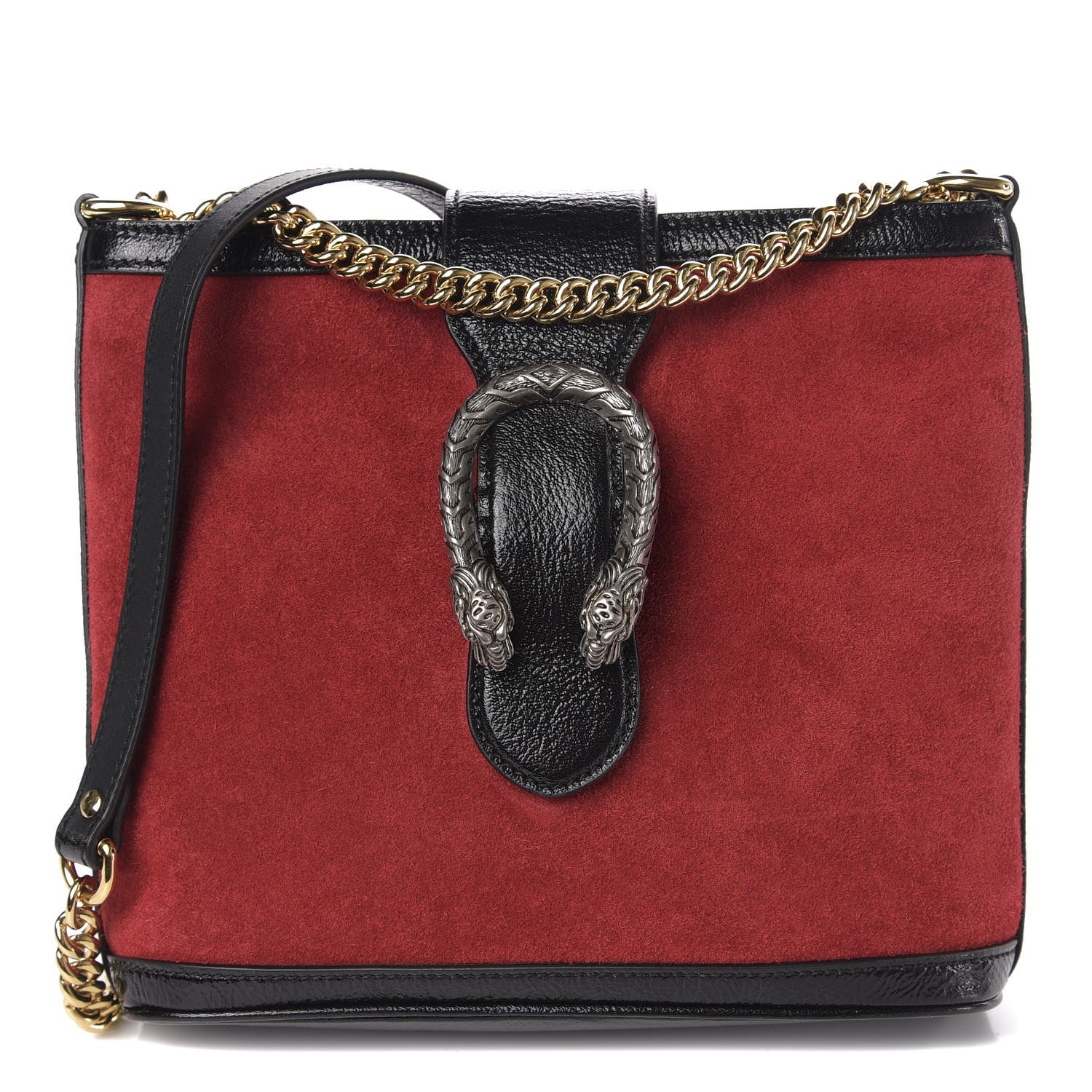 Gucci Suede Patent Medium Dionysus Bucket Bag Red 1 of 10