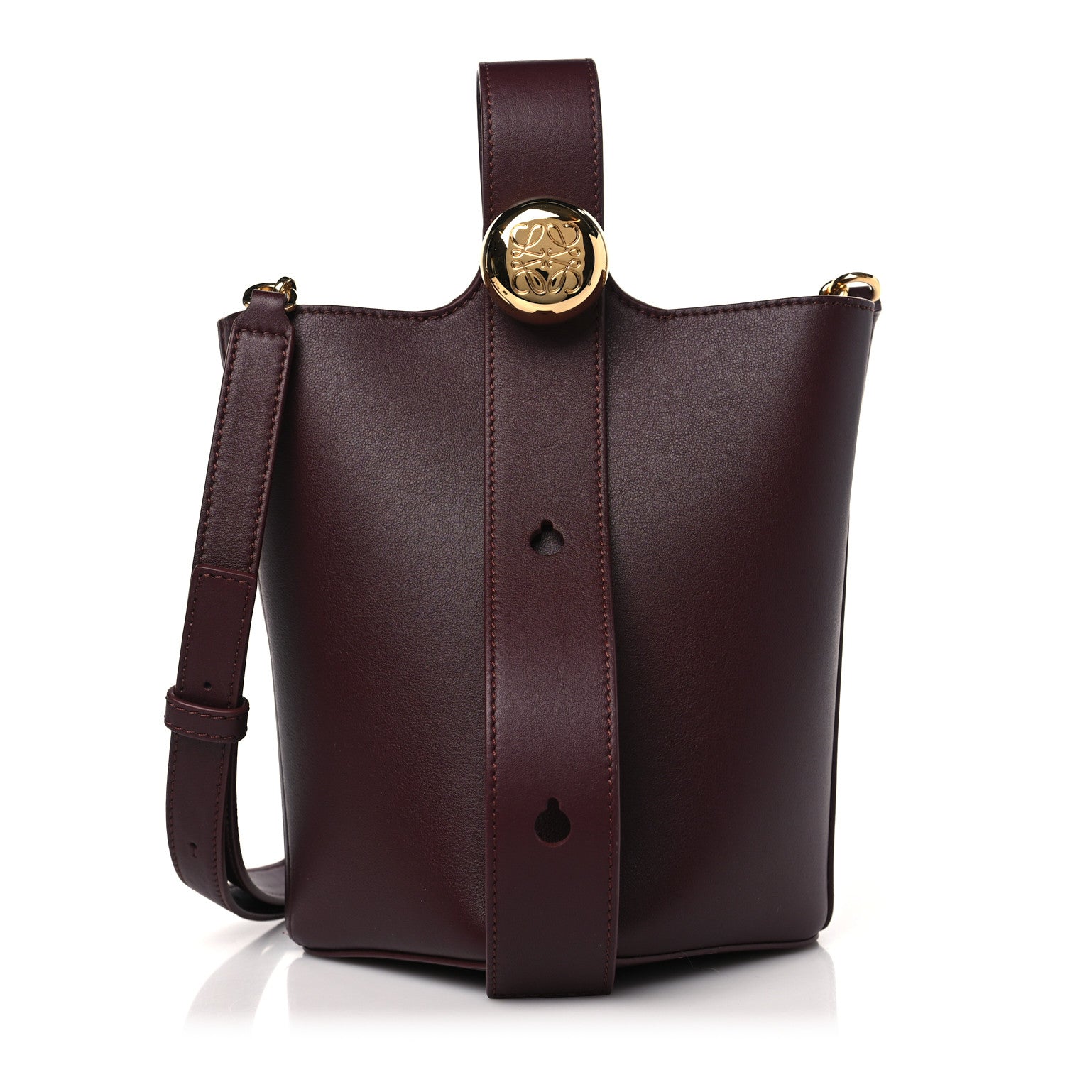 Loewe Calfskin Mini Pebble Bucket Bag Dark Burgundy 1 of 9