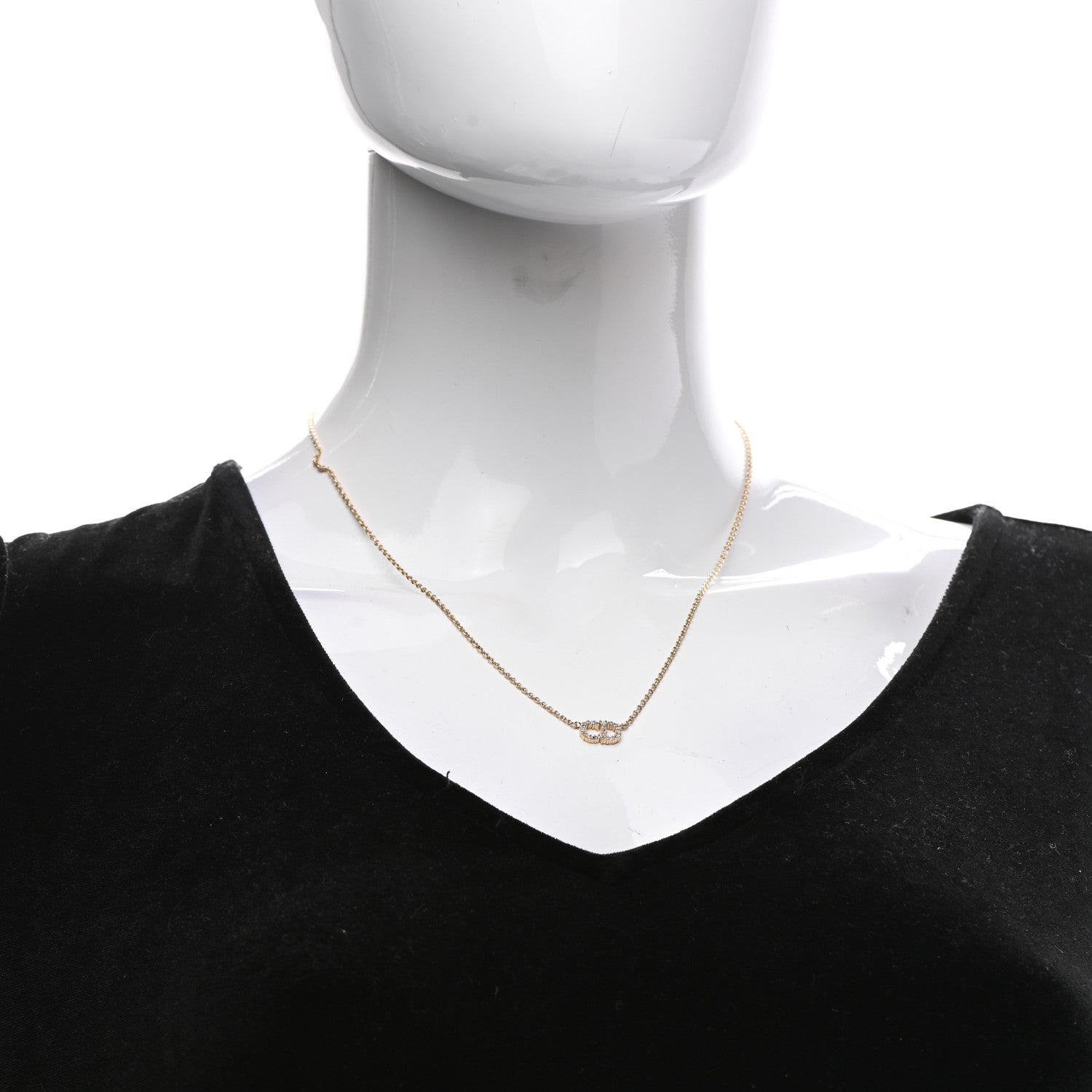 Christian Dior Metal Crystal Clair D Lune Necklace Gold 2 of 7