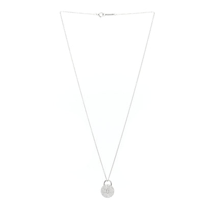 Tiffany Platinum Diamond Round Lock Pendant Necklace 3 of 4