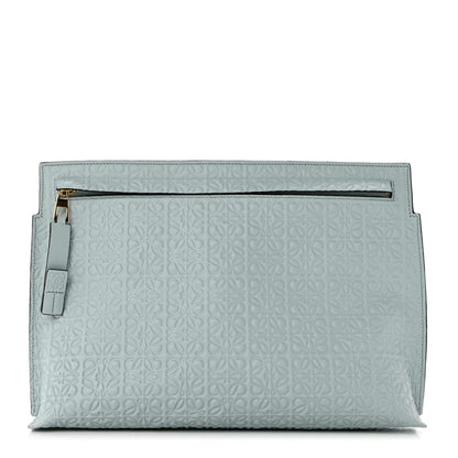 Loewe Calfskin Embossed Repeat T Pouch Light Blue 1 of 6