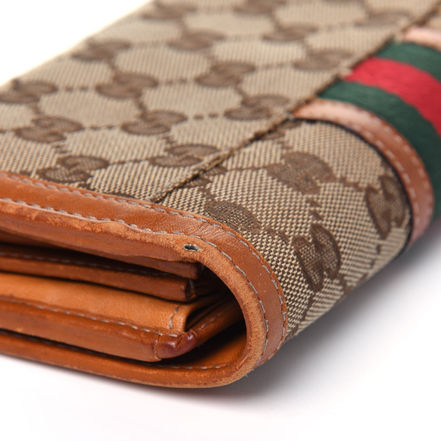 Gucci Monogram Vintage Web Continental Wallet Tobacco 15 of 22