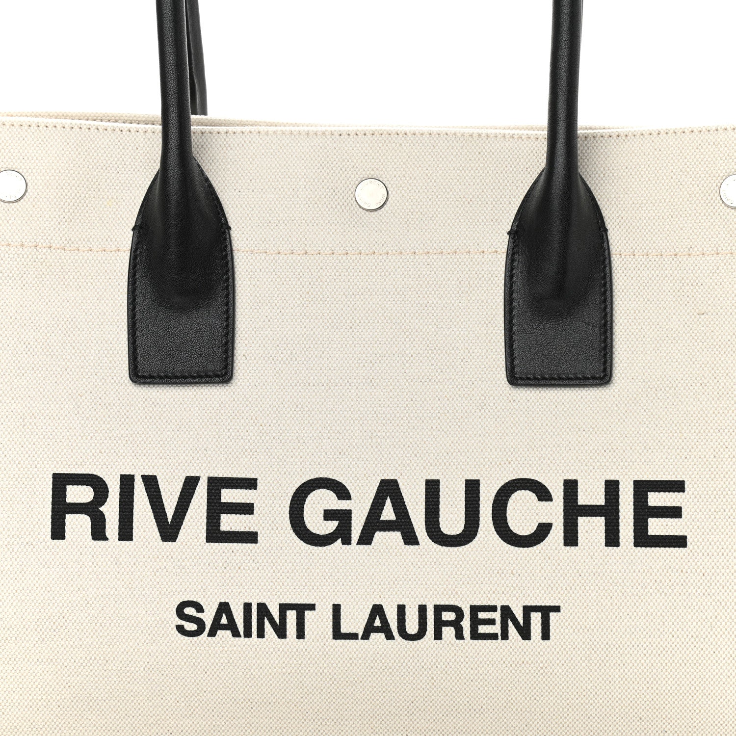 Saint Laurent Linen Calfskin Small Rive Gauche Tote Greggio Natural 8 of 11