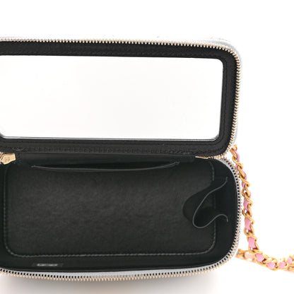 Chanel Metallic Lambskin Quilted Pick Me Up Vanity Case Silver 15 of 15