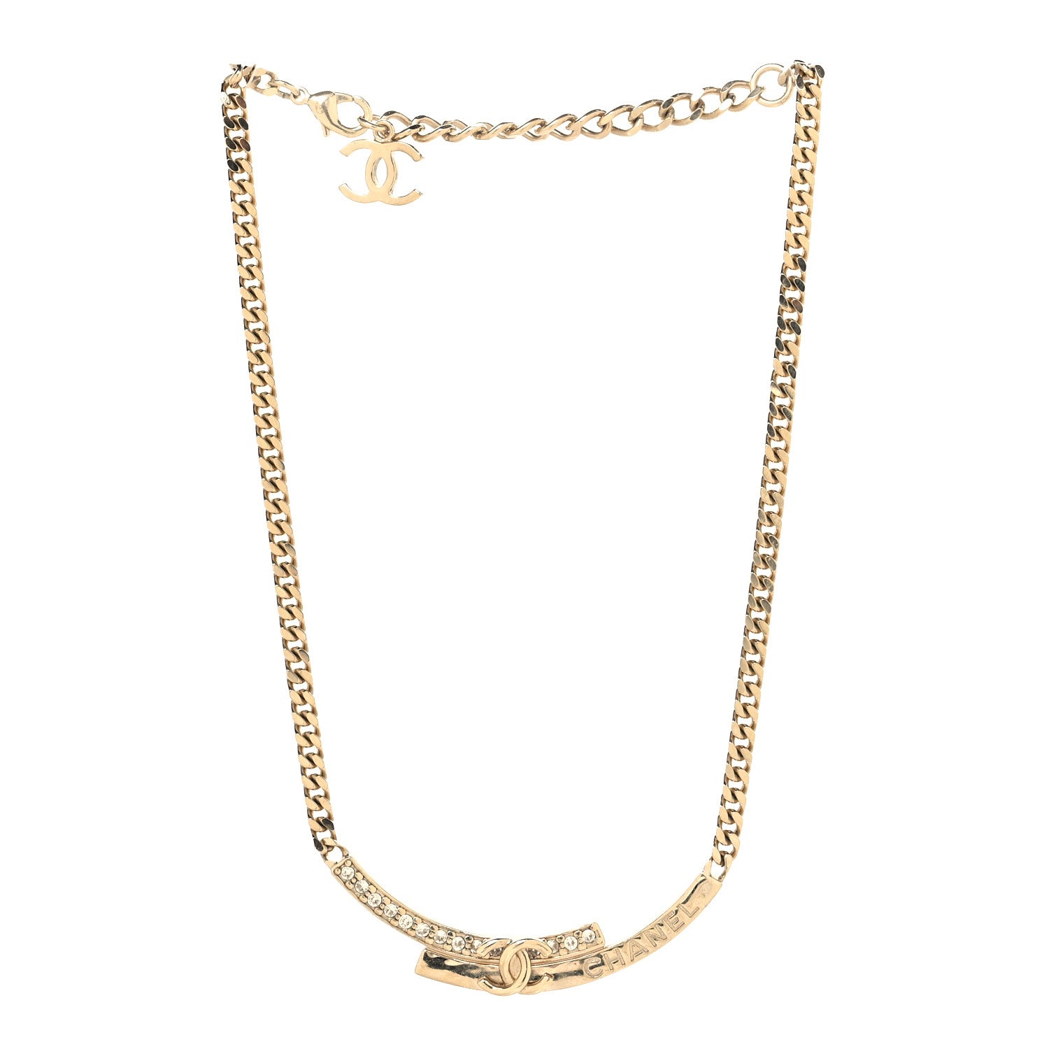 Chanel Crystal CC Choker Necklace Gold 3 of 4