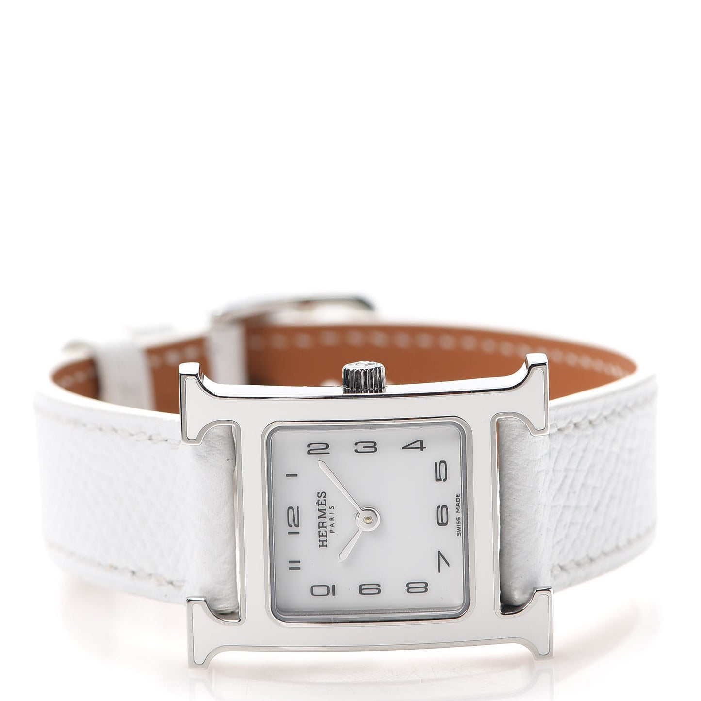Stainless Steel Epsom Lacquer 21mm Heure H Hour Quartz Watch Blanc
