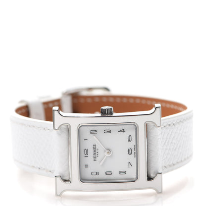 Hermes Stainless Steel Epsom Lacquer 21mm Heure H Hour Quartz Watch Blanc 3 of 6