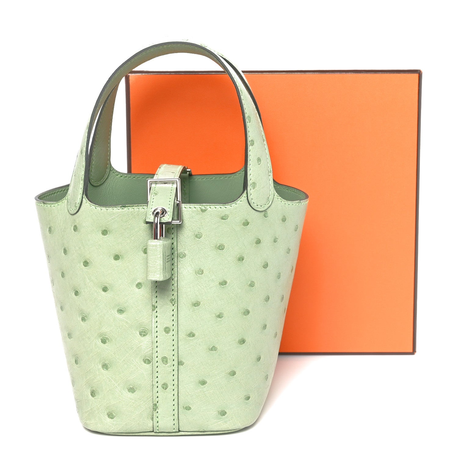 Hermes Ostrich Micro Picotin Lock Vert Criquet 10 of 10