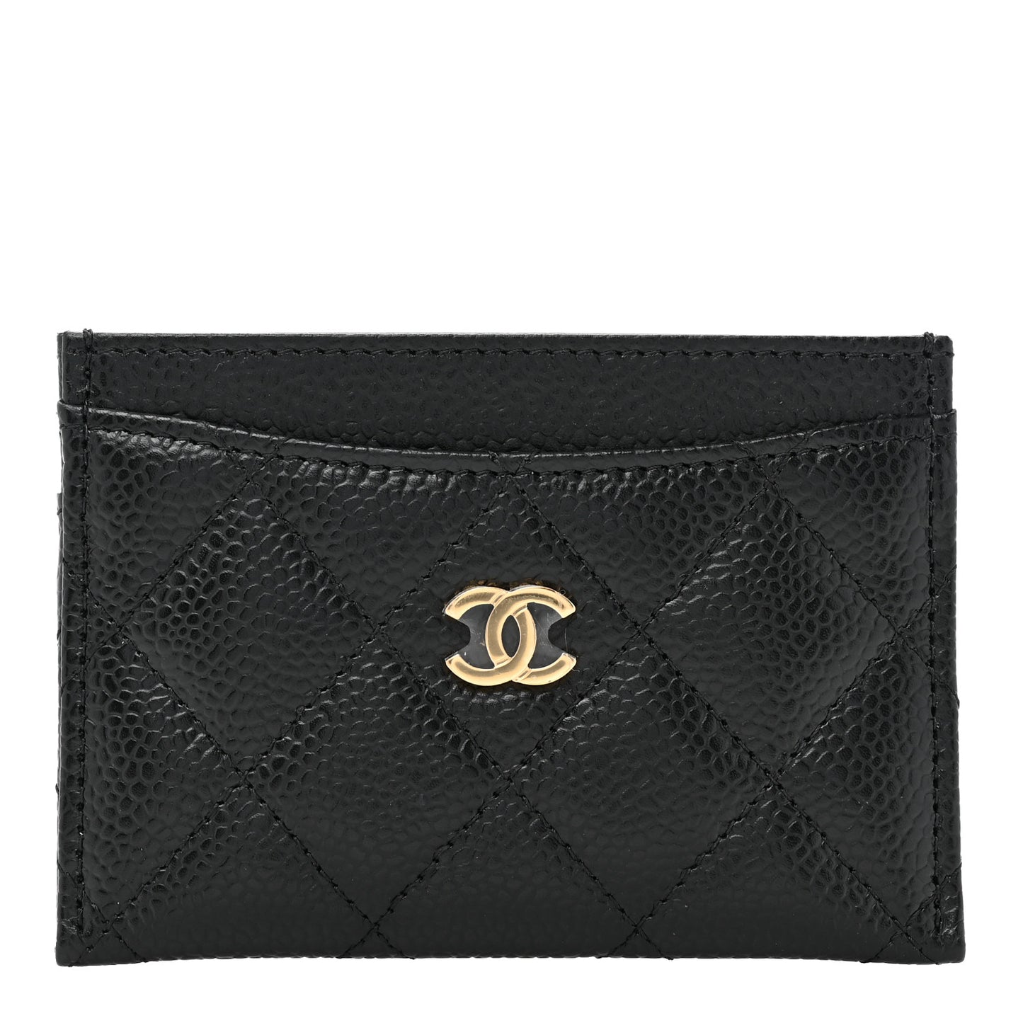 Caviar Quilted Card Holder Black