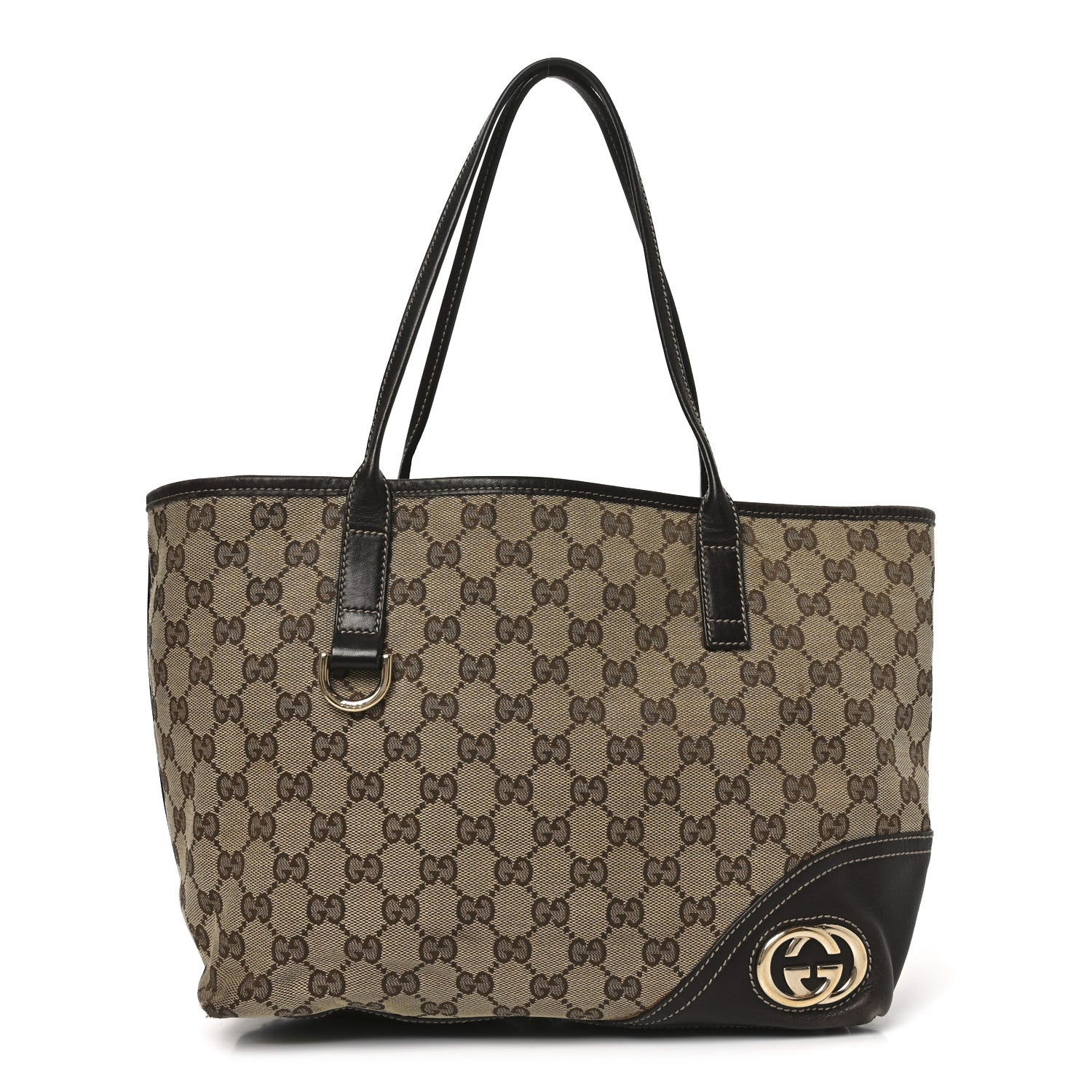 Gucci Monogram Medium New Britt Tote Brown 1 of 19