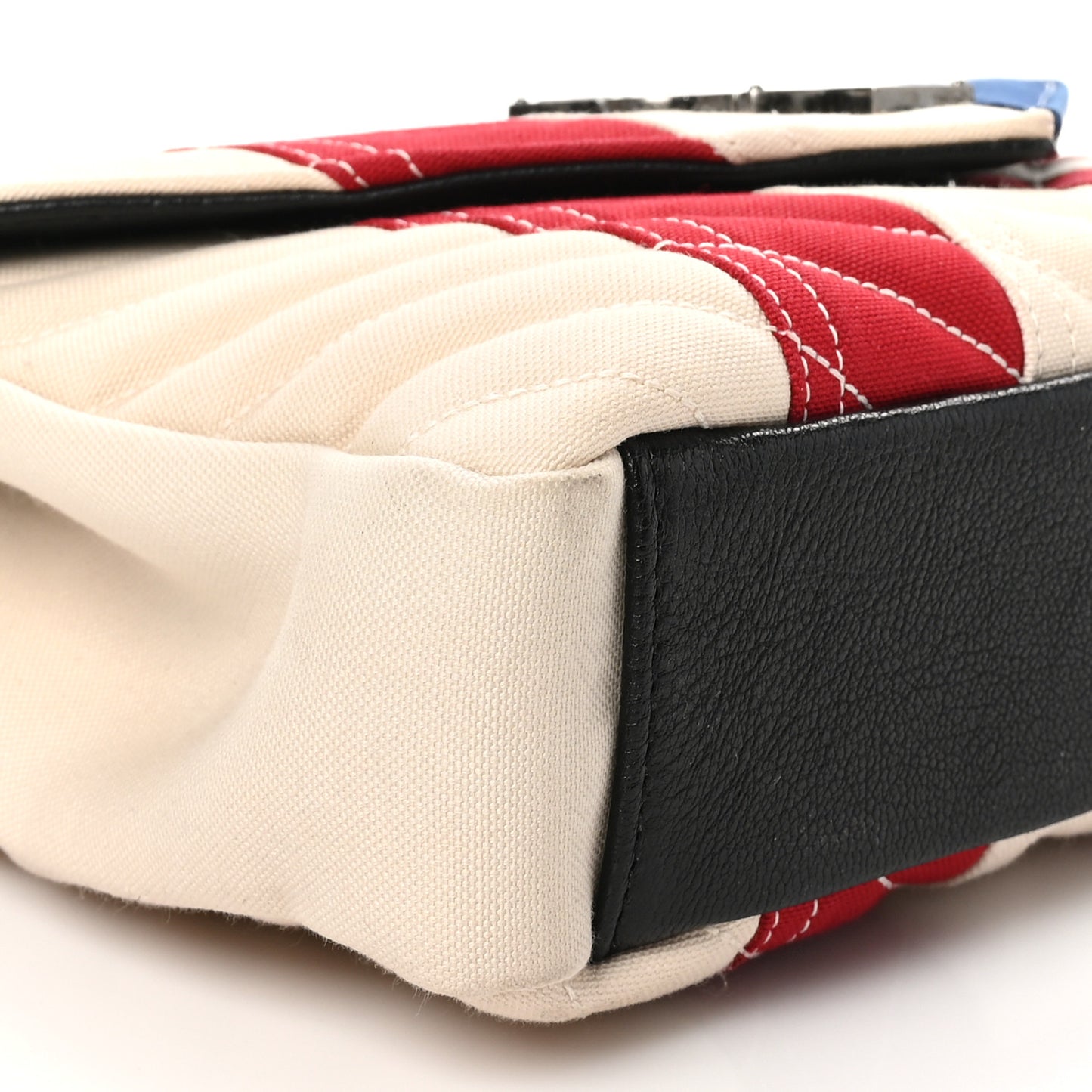 Canvas Matelasse Chevron American Flag Monogram Medium College Bag Red Blue