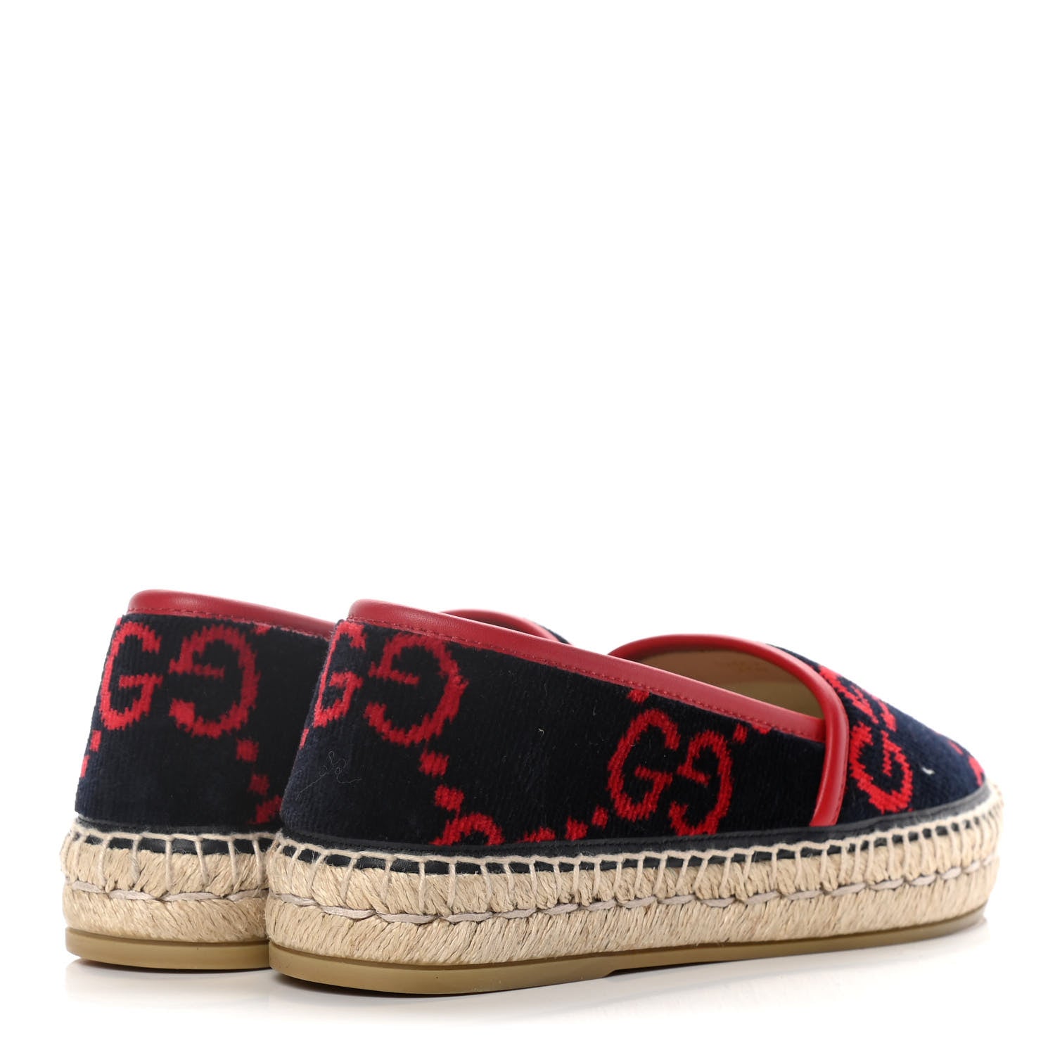 Gucci Terry Cloth GG Monogram Espadrilles 36 Blue Red 5 of 13