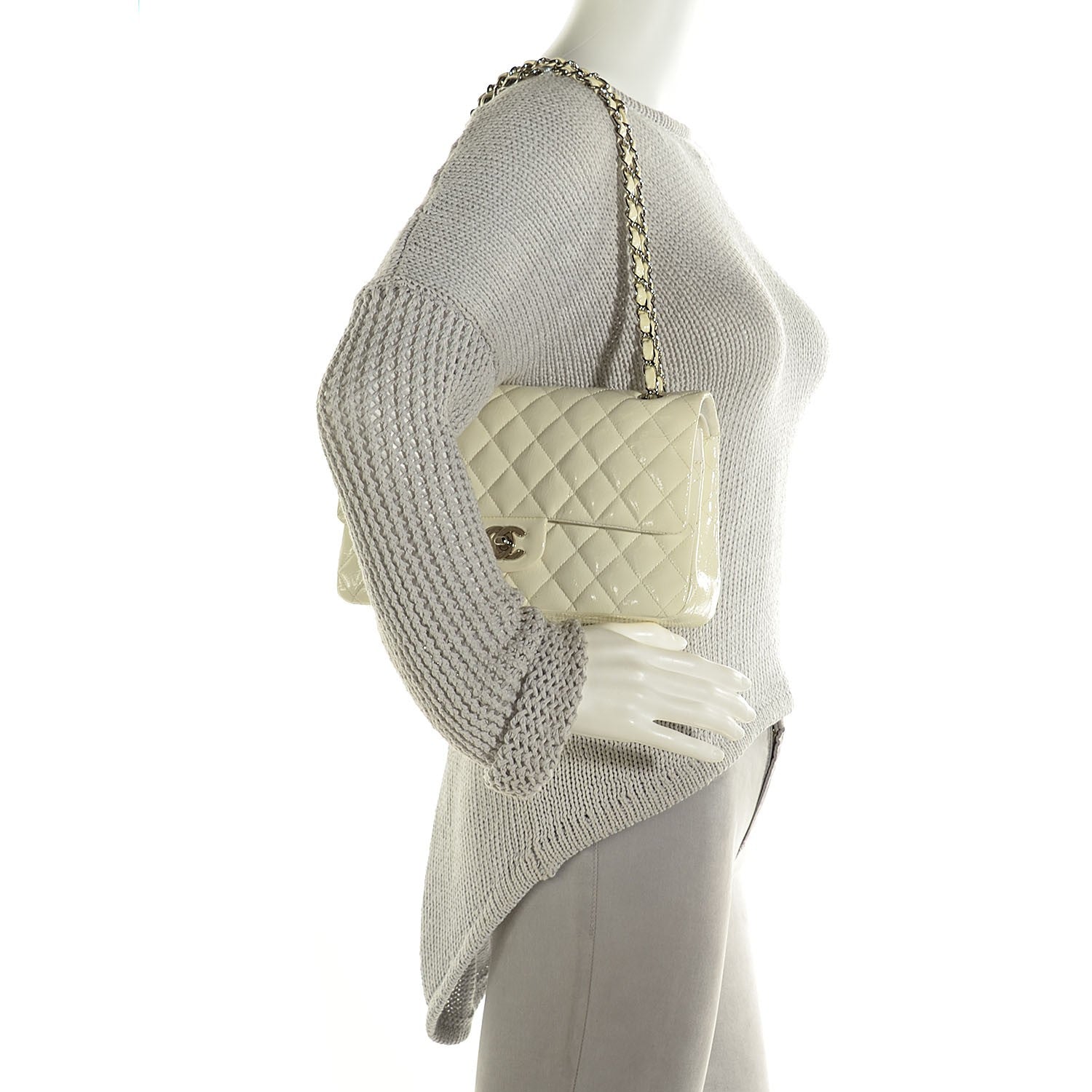 Chanel Patent Quilted Medium Double Flap White 2 of 8