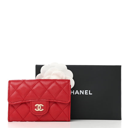 Chanel Caviar Quilted Flap Card Holder Wallet Red 9 of 9