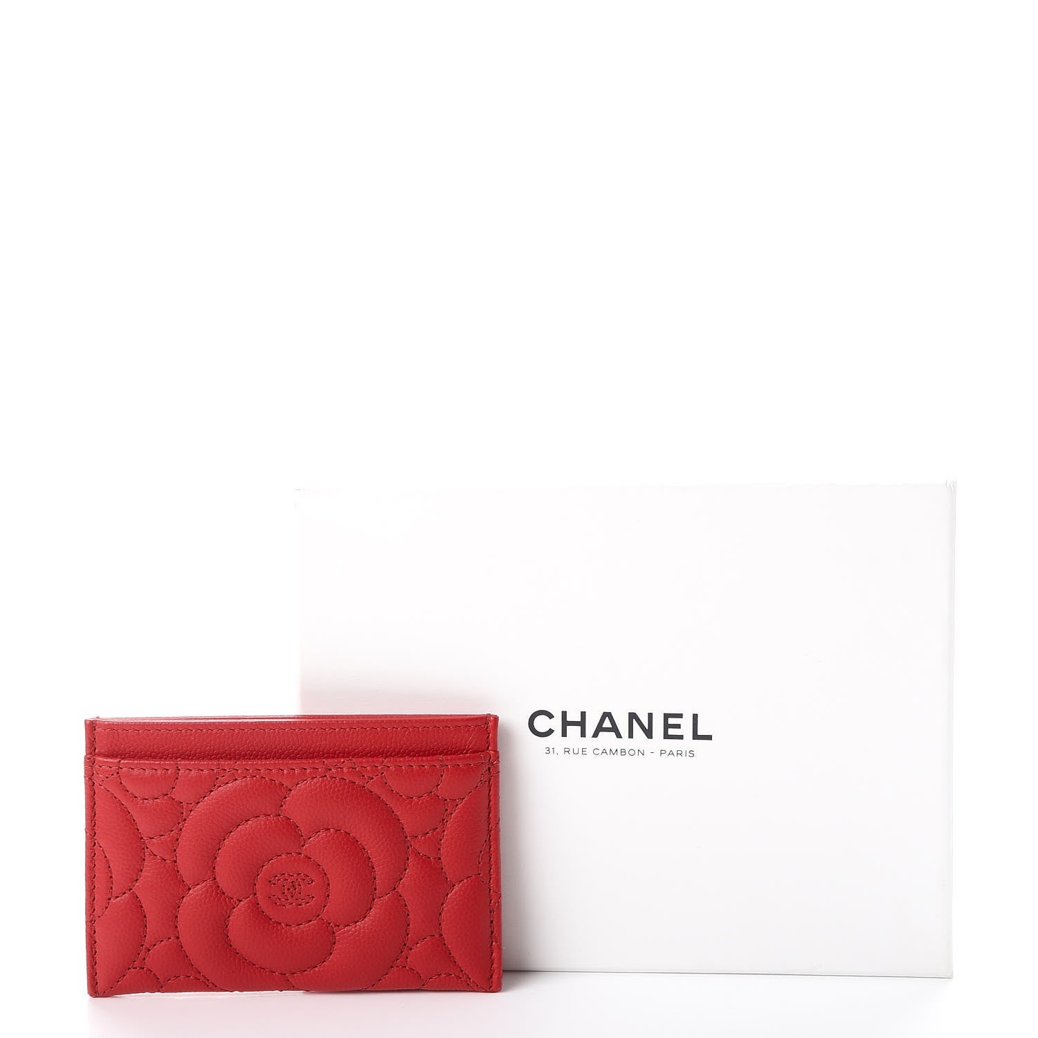 Chanel Caviar Camellia Quilted Card Holder Red 10 of 10