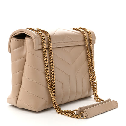 Saint Laurent Calfskin Y Quilted Monogram Small Loulou Chain Satchel Dark Beige 3 of 10